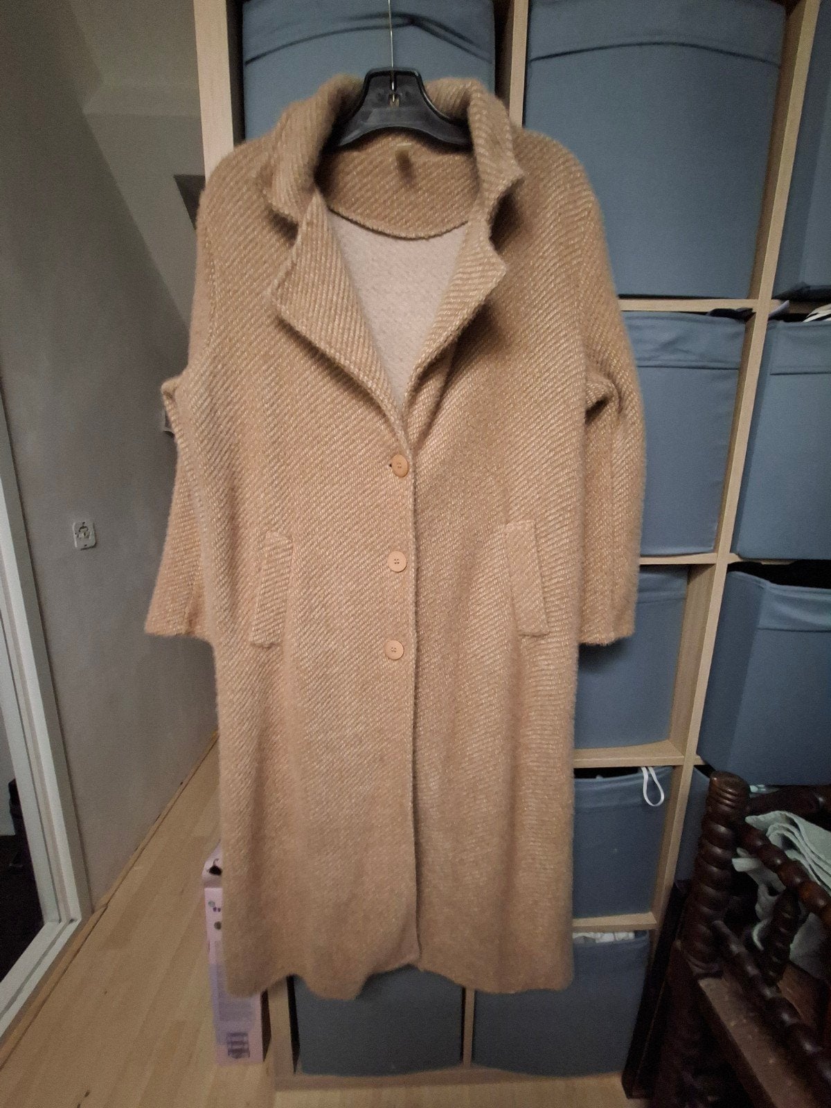 Lange jas van New Collection - Beige/Bruin, Kleding | Dames, Beige, Maat 46/48 (XL) of groter, Ophalen of Verzenden, Gedragen