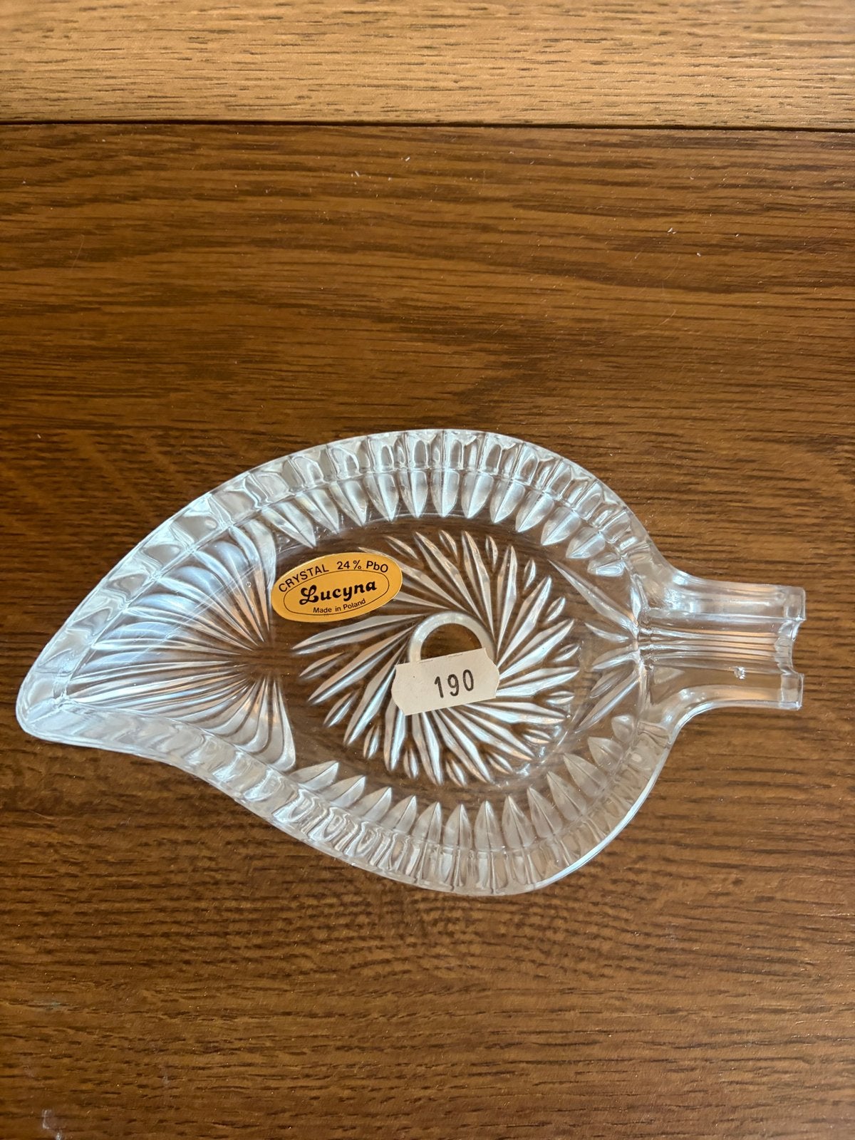 Lucyna 24% PbO kristallen blad schaal / asbak 16 cm –, Antiek en Kunst, Ophalen of Verzenden