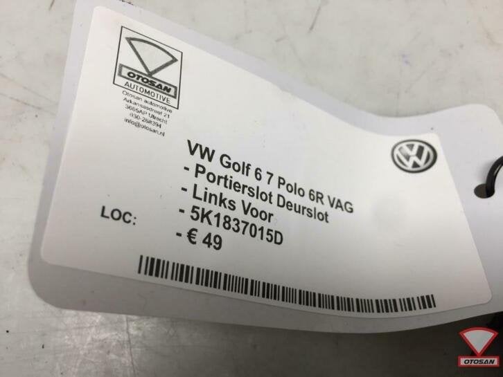 vw golf 6 7 polo portierslot deurslot links voor 5k1837015d, Gebruikt, Volkswagen, Volkswagen AG, Voor