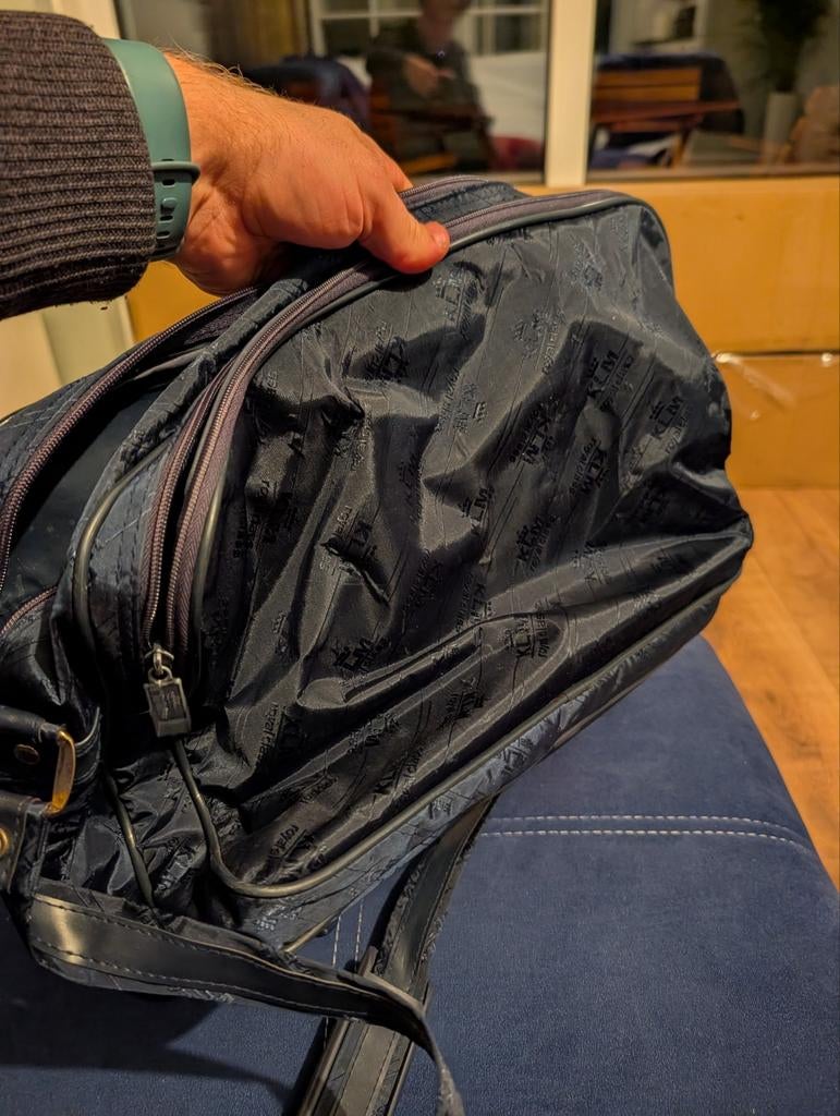 KLM Royal Class Tas - Vintage Reistas/Schoudertas, 40 tot 60 cm, Gebruikt, 20 tot 30 cm, Blauw
