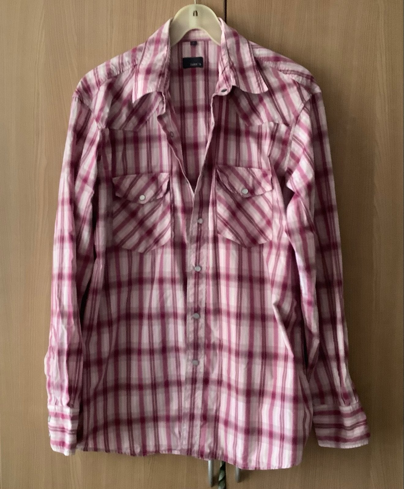 Jake's Geruit Overhemd met Drukknopen - Maat L, Verzenden, Zo goed als nieuw, Roze, Halswijdte 41/42 (L)