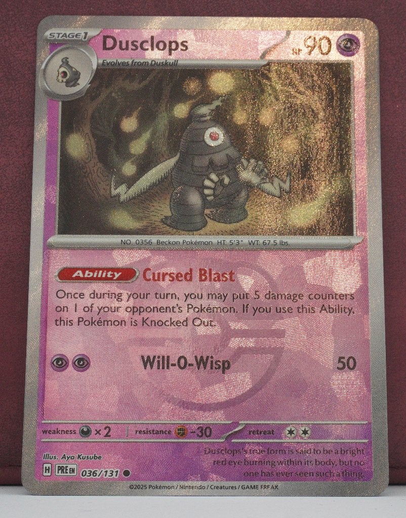 Dusclops Reverse Holo MasterBall 036-131 Prismatic, Verzenden, Nieuw, Losse kaart