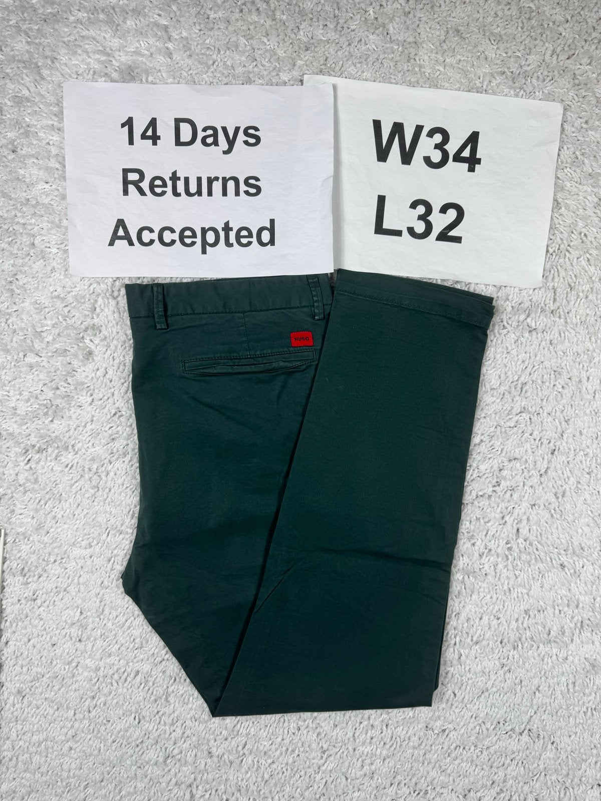 HUGO Boss David222D Chino Slim Fit Donkergroen W34 L32 2873, G, Verzenden, B, Overige maten