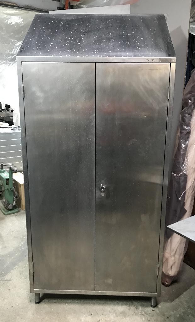 Metalen 2deurs kast, RVS, 95x50x178/ 213 cm, Huis en Inrichting, Ophalen, Gebruikt, 100 tot 150 cm, 200 cm of meer