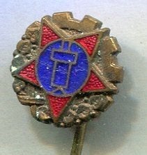 Email op koper machinefabriek speldje ( W_401a), Verzamelen, Ophalen of Verzenden, Zo goed als nieuw, Transport, Speldje of Pin