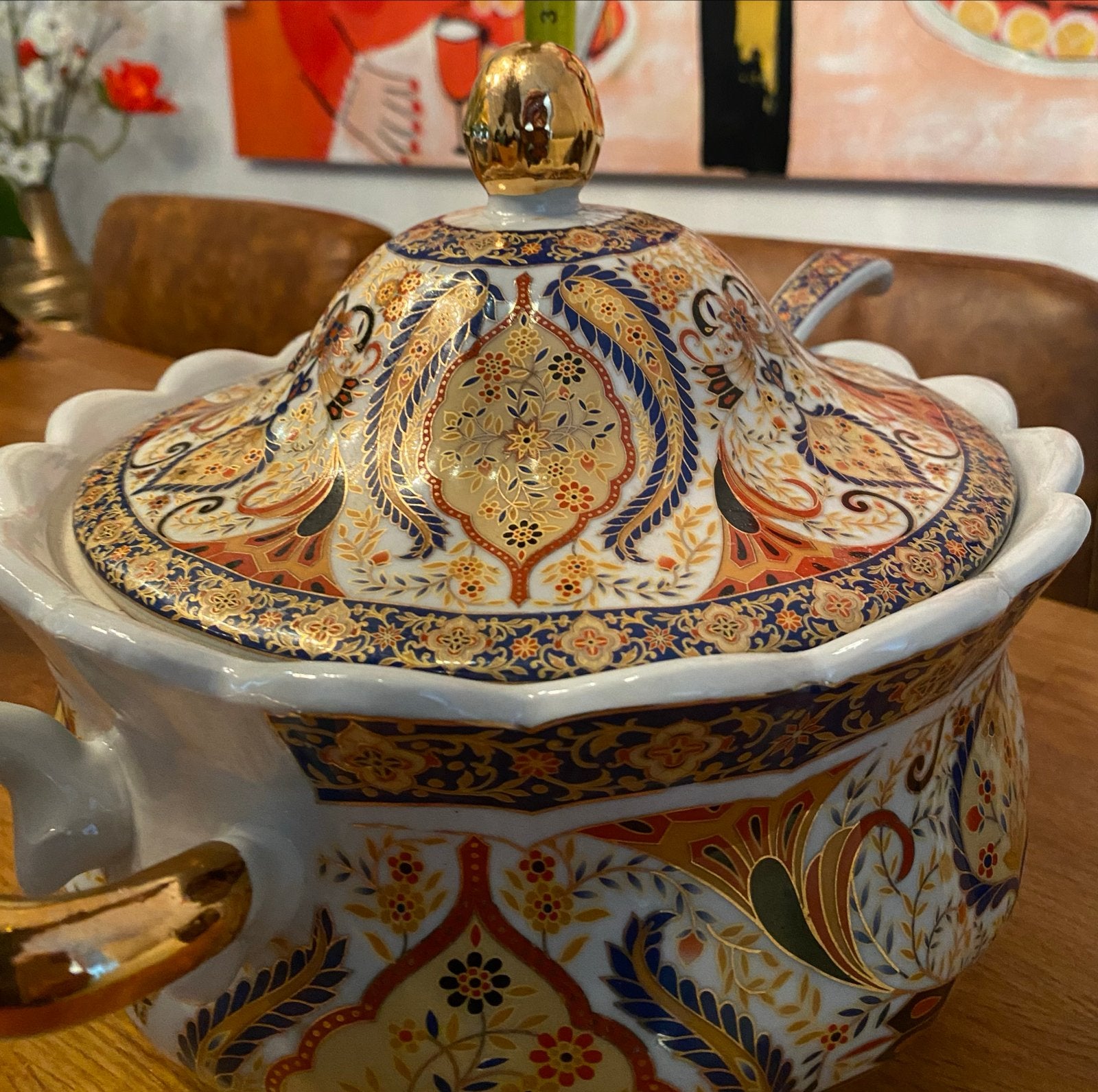Prachtige soepterrine met lepel, Oosters design, Huis en Inrichting, Ophalen, Keramiek, Overige stijlen, Schaal of Schalen