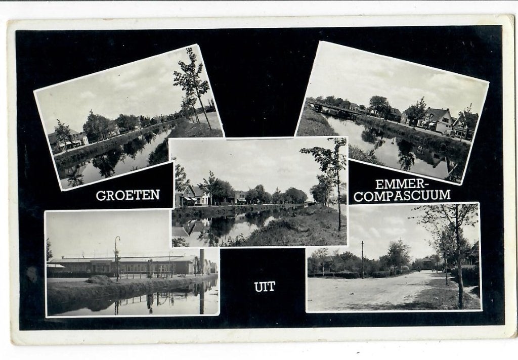 Groeten uit Emmer-Compascuum (2), Verzamelen, Ansichtkaarten | Nederland, Verzenden, 1940 tot 1960, Gelopen, Drenthe