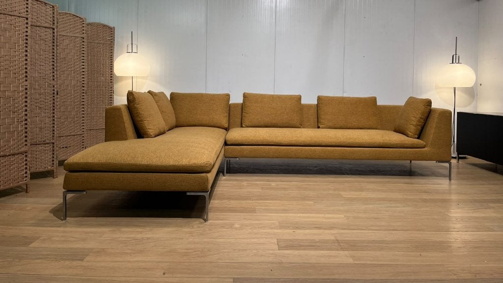 NIEUW B&B Italia Charles Hoekbank Okergeel + Garantie