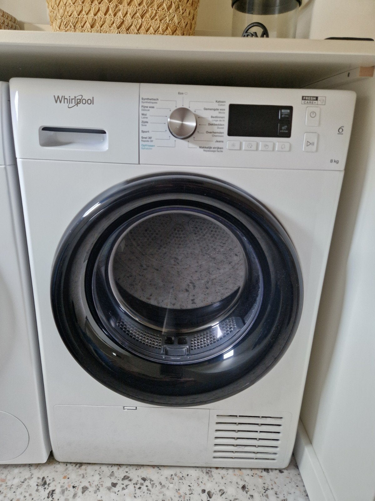 Whirlpool FreshCare+ warmtepompdroger 8 kg (reparatie nodig), Ophalen, 6 tot 8 kg, Gebruikt, 85 tot 90 cm