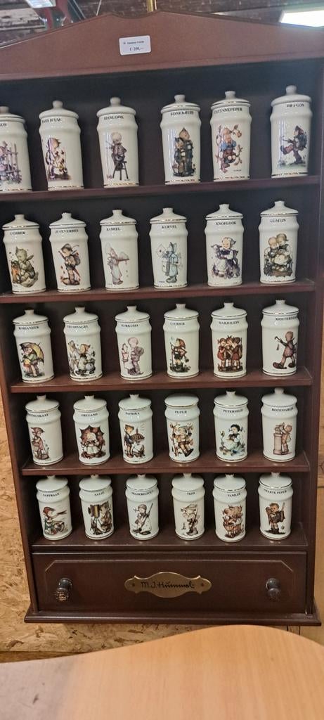 M.J. Hummel Kruidenrek met 30 Porseleinen Potjes, Antiek en Kunst, Ophalen of Verzenden