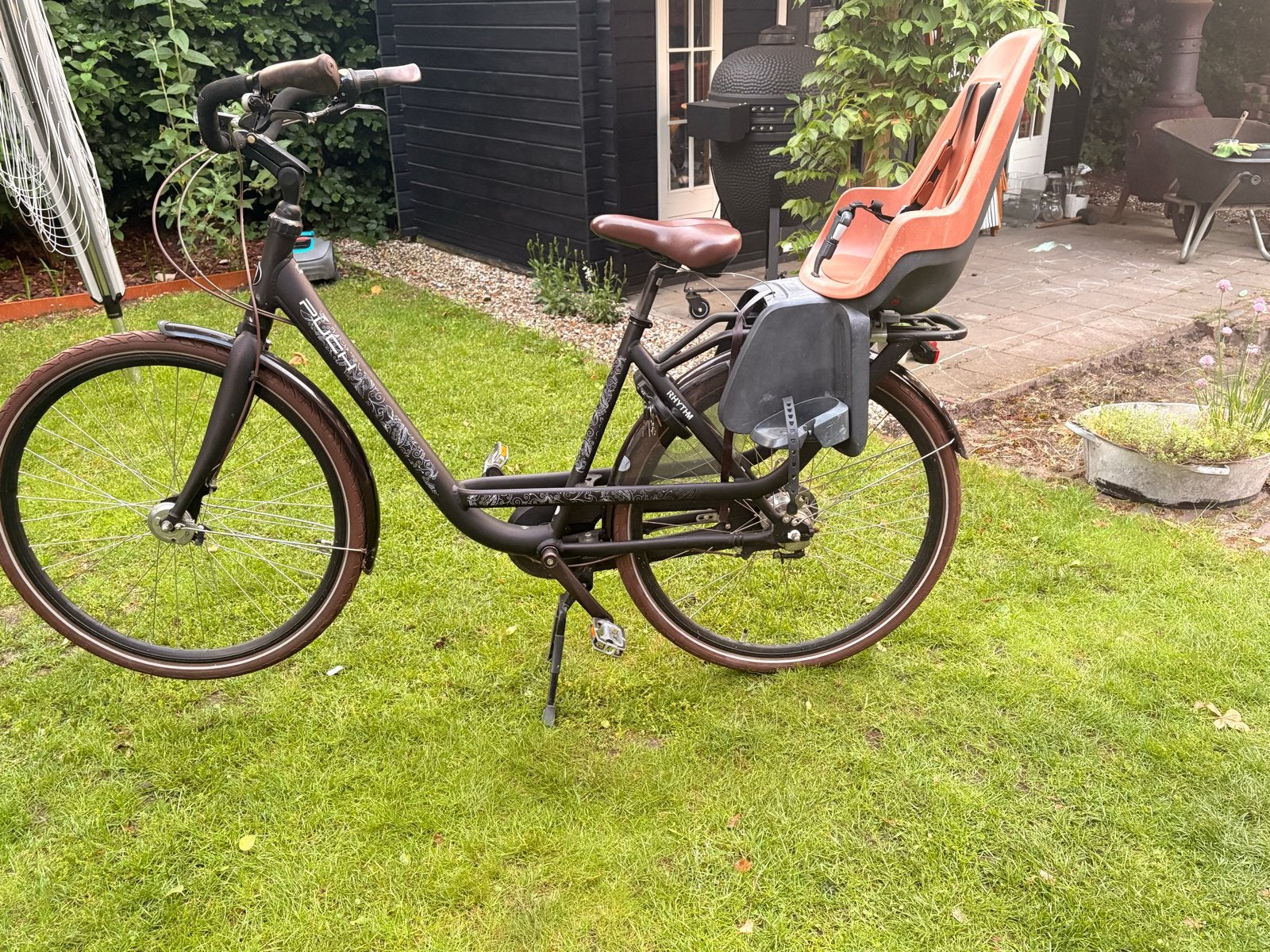 Puch mamafiets 28 inch mat zwart met Bobike kinderzitje, Fietsen en Brommers, Fietsen | Dames | Moederfietsen, Gebruikt, Versnellingen