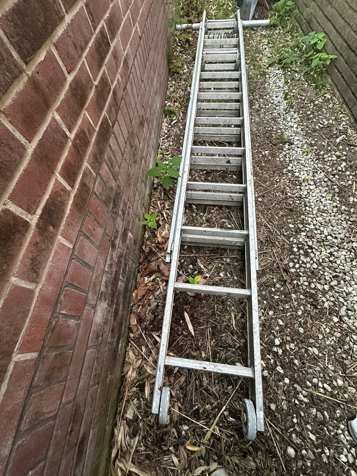 Driedelige uitschuifbare aluminium ladder, Ophalen, Zo goed als nieuw, Ladder, Opvouwbaar of Inschuifbaar
