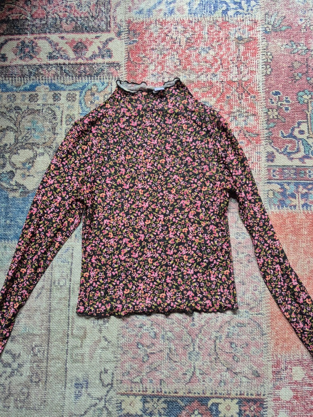 H&M Divided bloemenprint mesh truitje maat M, Maat 38/40 (M), H&M Divided, Zo goed als nieuw, Lange mouw