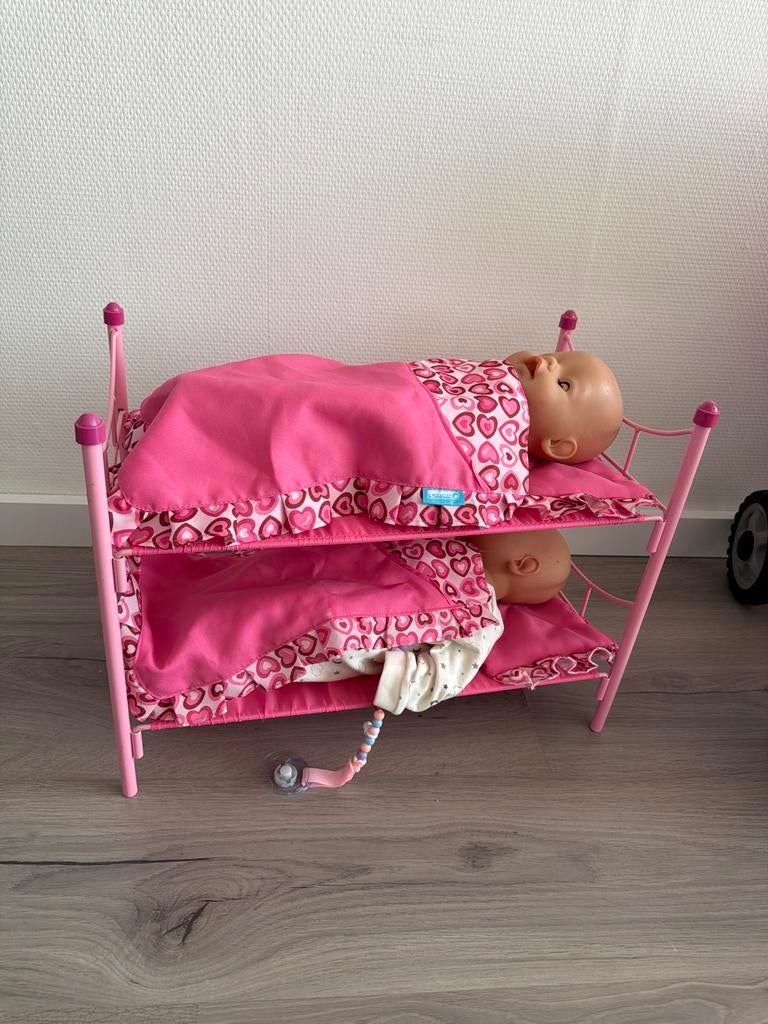 Baby Born Stapelbed - Roze Poppenbed met Accessoires, Ophalen of Verzenden, Gebruikt, Stapelbed