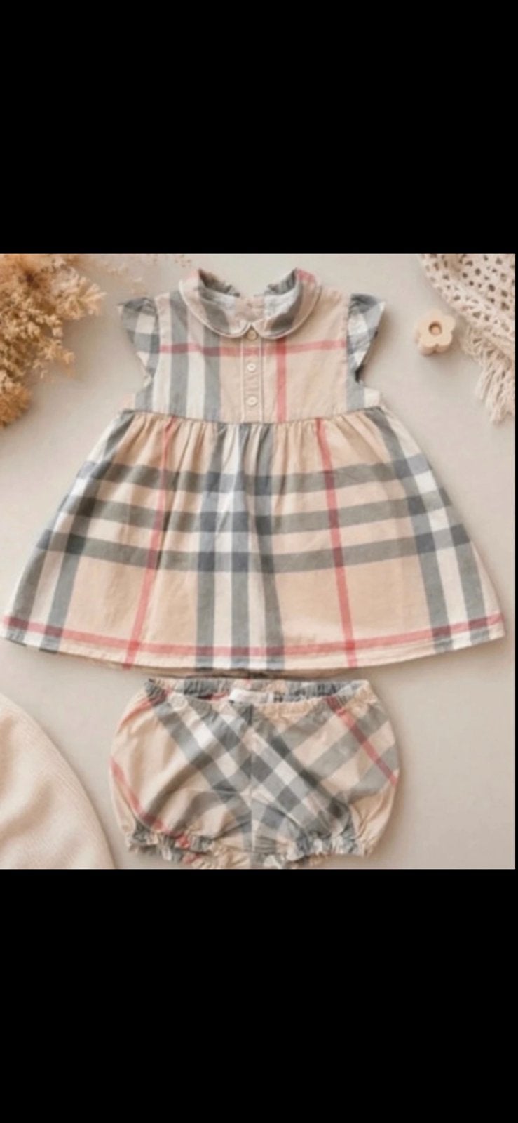 Burberry baby jurkje + bloomer Check 6M / 67 cm, Ophalen of Verzenden, Zo goed als nieuw, Meisje, Jurkje of Rokje