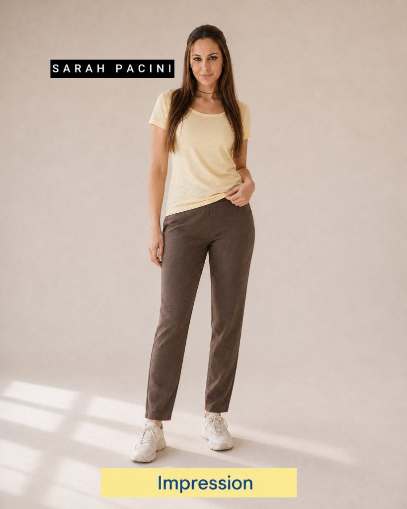 Sarah Pacini linnen stretchpantalon mokkabruin (maat 42/44), Kleding | Dames, Bruin, Sarah Pacini, Maat 42/44 (L), Ophalen of Verzenden