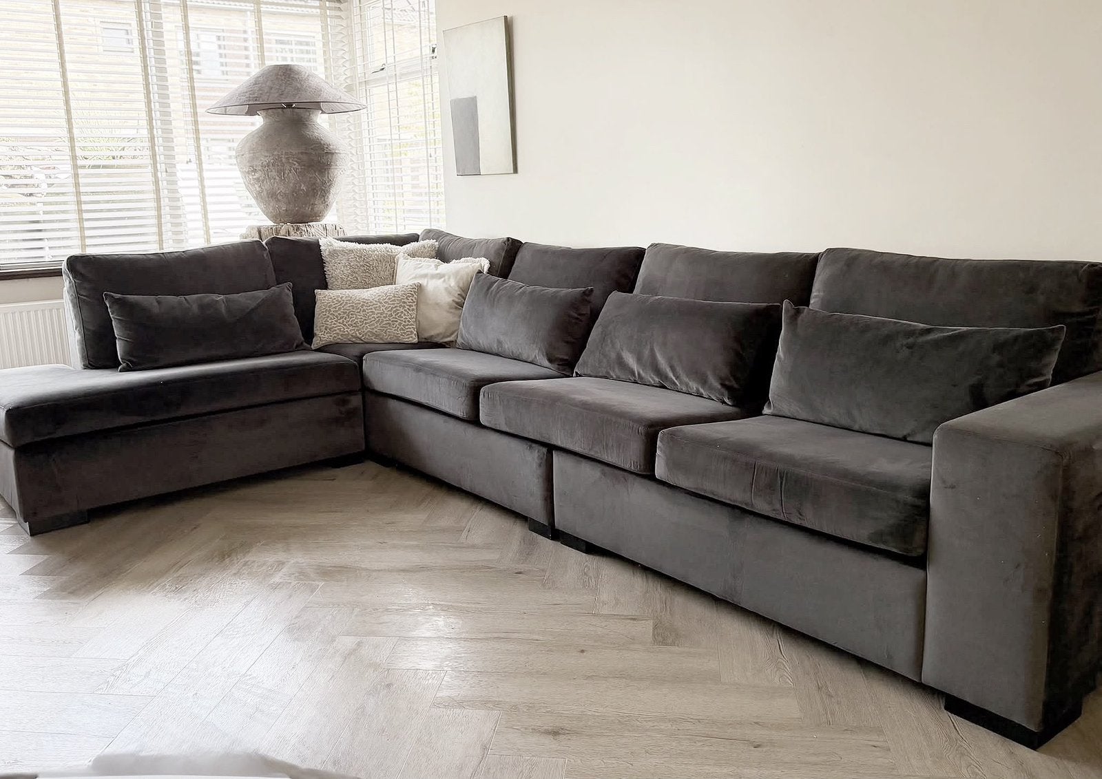 Velvet hoekbank lounge, Ophalen, Zo goed als nieuw, Stof