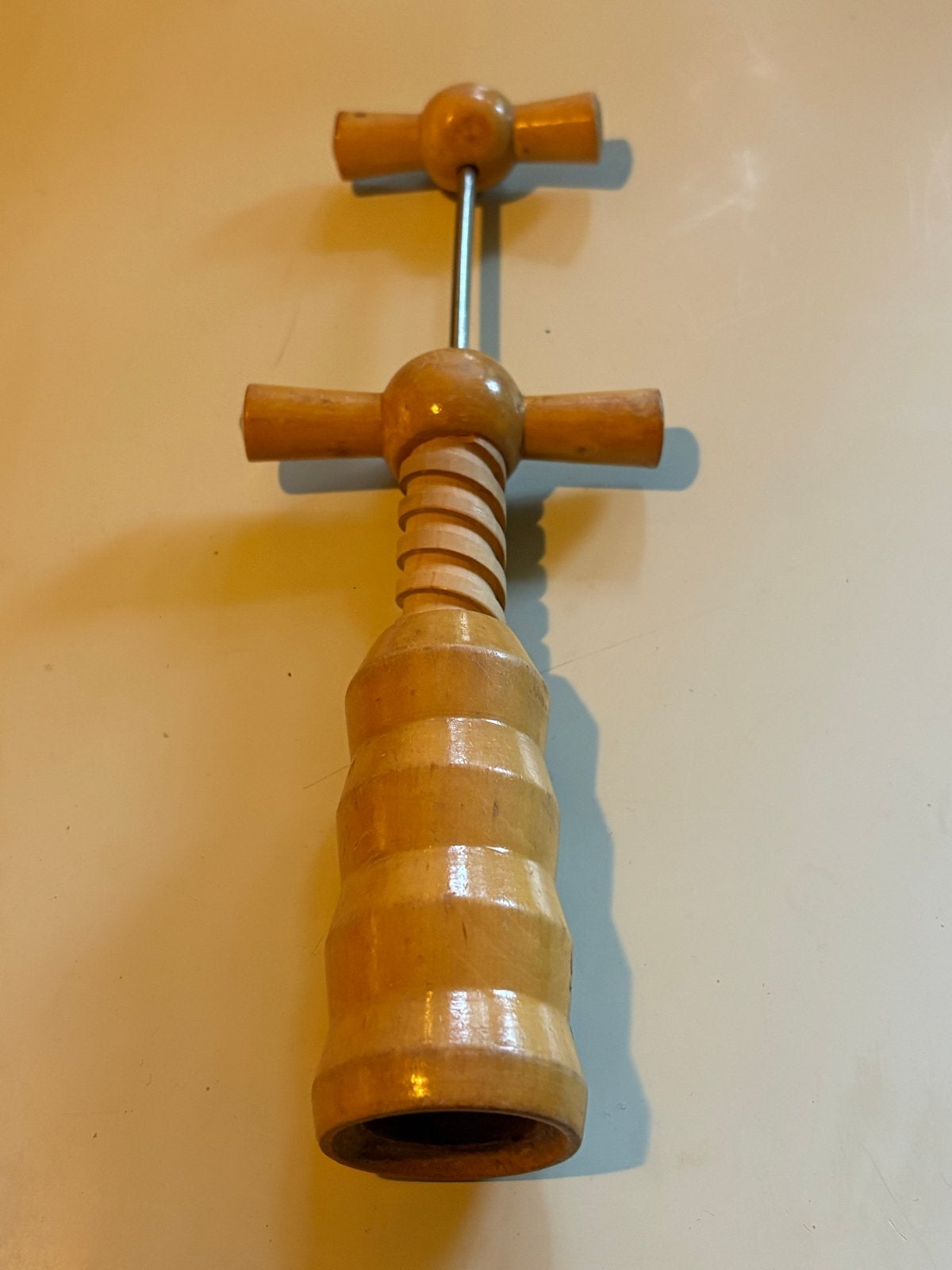 Vintage houten kurkentrekker met dubbele werking, Ophalen of Verzenden
