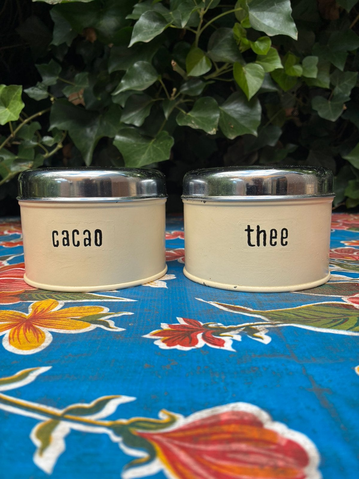 Vintage Brabantia crème - cacao & thee, retro, Ophalen of Verzenden, Gebruikt, Thee, Overige merken