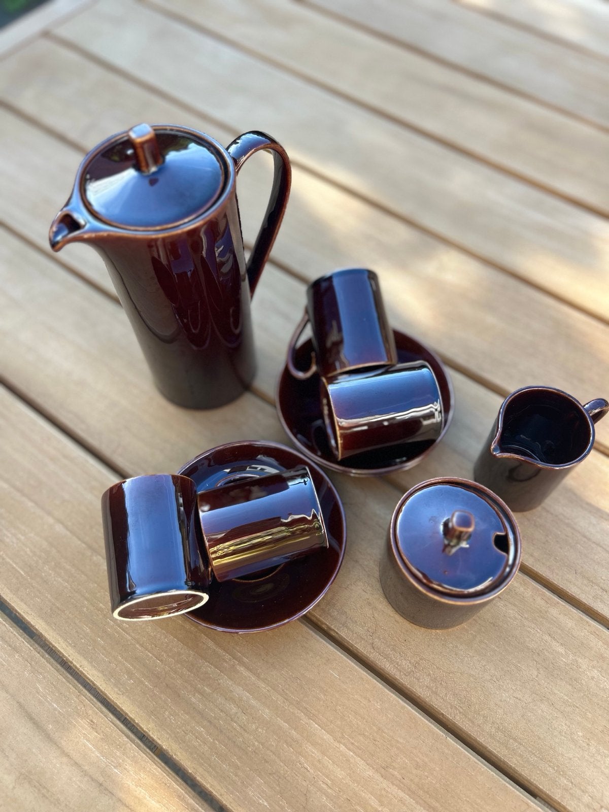 Vintage Koffieservies / Mokkaservies - Retro Bruin, Antiek en Kunst, Ophalen of Verzenden
