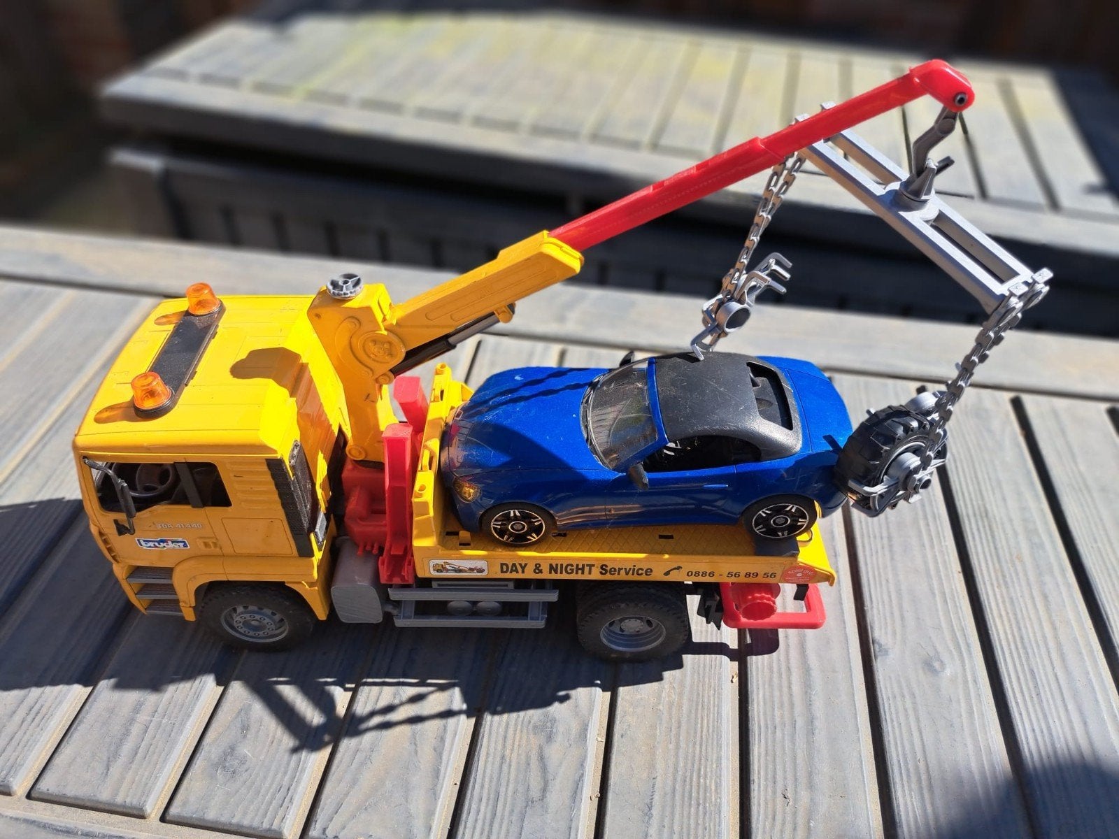 Bruder MAN Takelwagen met sportwagen, Ophalen, Gebruikt
