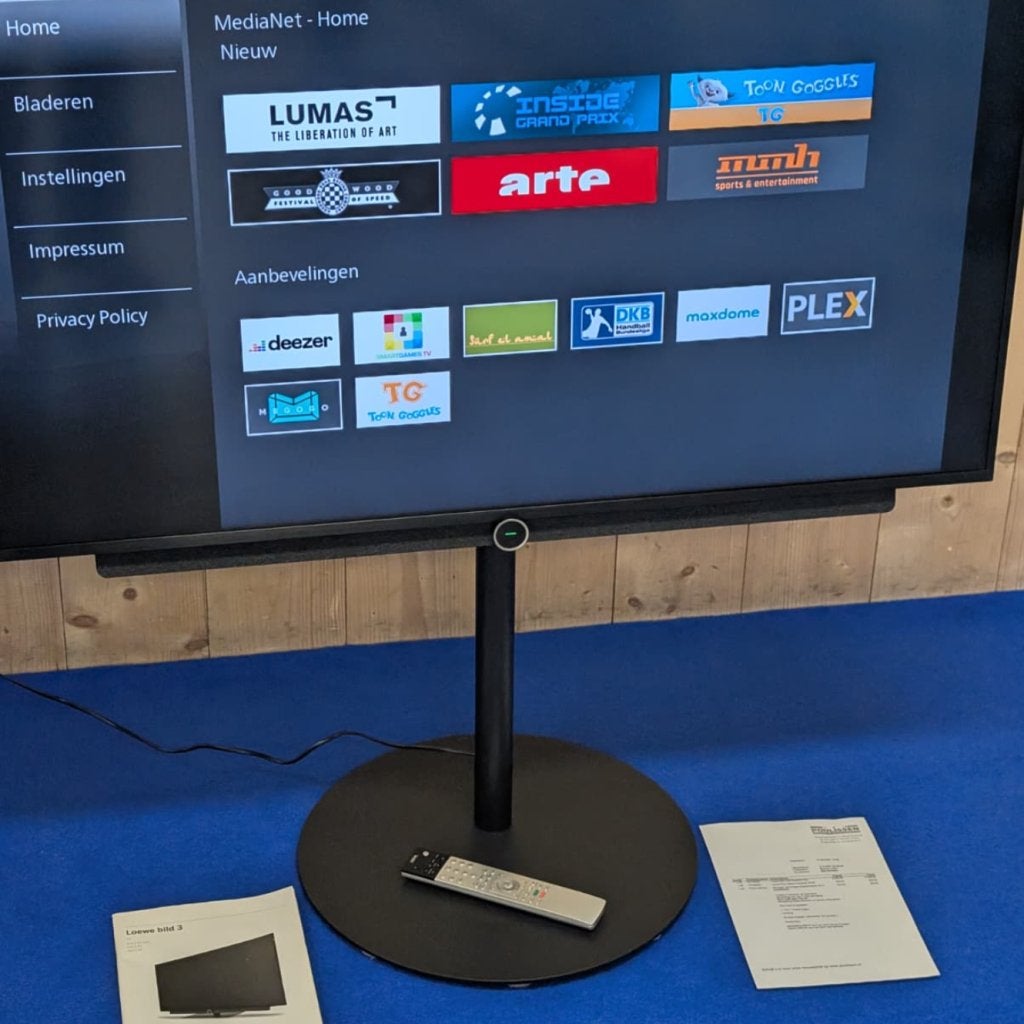 LOEWE Bild 3.49 Televisie met voet 4K Ultra HD Smart + Bon, Audio, Tv en Foto, Flex Ltd., Zo goed als nieuw, https://flex.com/contact-us