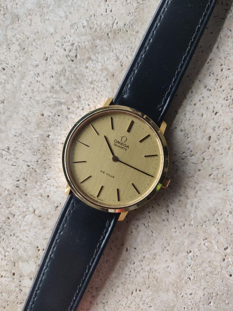 Vintage Omega De Ville goud als nieuw, Sieraden, Tassen en Uiterlijk, Horloges | Heren, Leer, Polshorloge, Ophalen of Verzenden