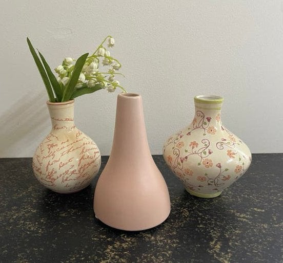 Setje van 3 vaasjes, Huis en Inrichting, Woonaccessoires | Vazen, Ophalen of Verzenden, Zo goed als nieuw, Roze