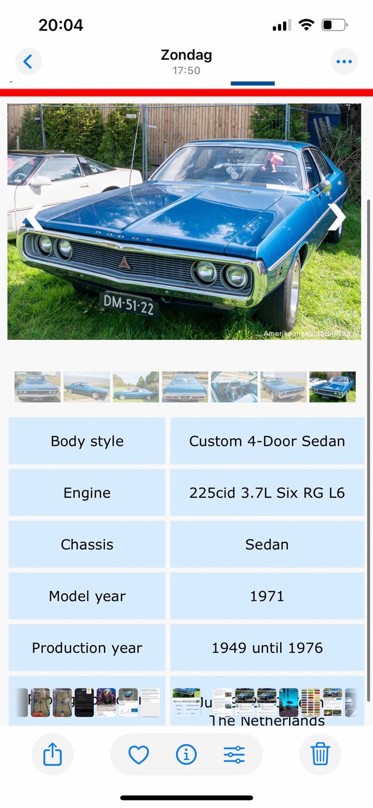 Dodge 1971 Blauw, Auto's, Automaat, Blauw, Leder en Stof, Particulier