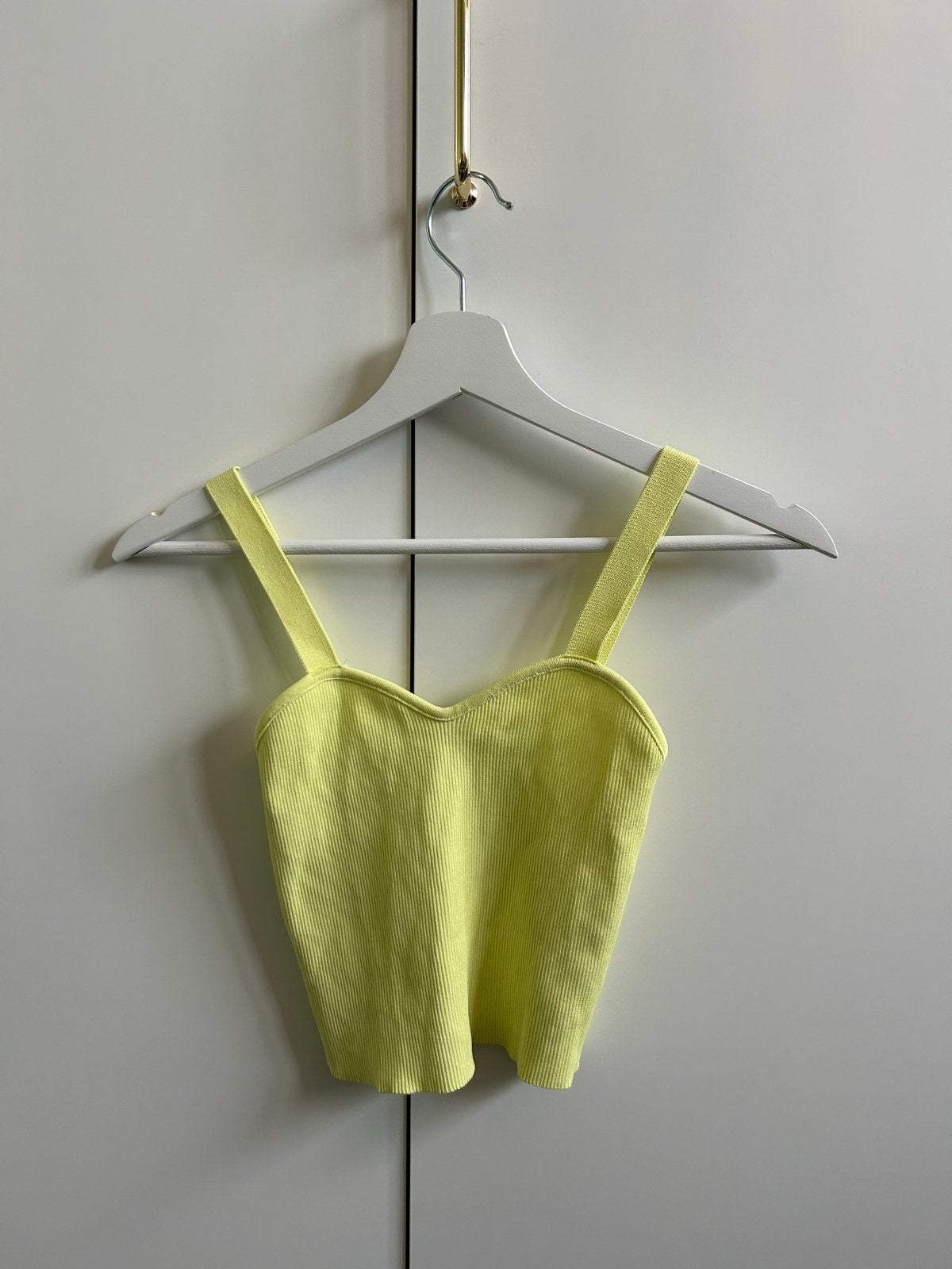 Zara geribbelde crop top, maat S, Geel, Ophalen of Verzenden, Gedragen, Maat 36 (S)