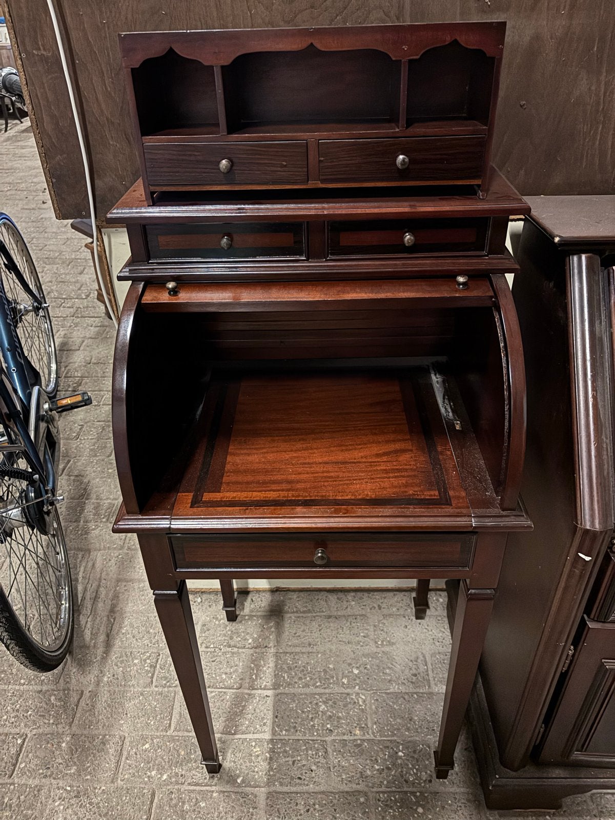 Antiek Mahonie Cilinderbureau / Rolluik Secretaire, Ophalen of Verzenden