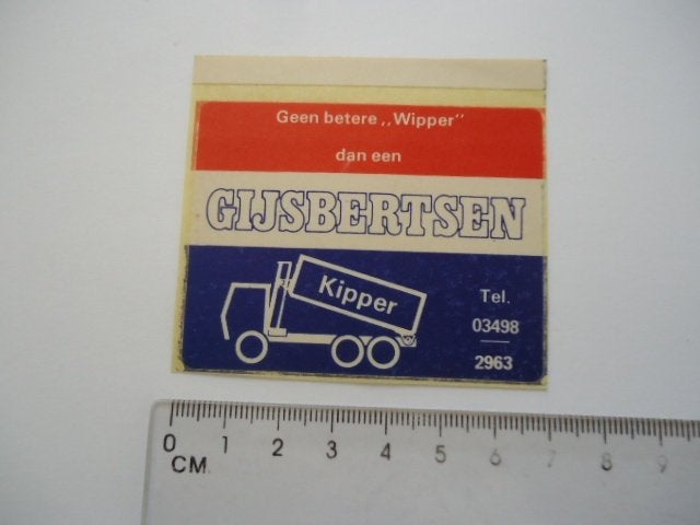 sticker oud Gijsbertsen kipper retr vintage woudenberg truck, Verzenden, Zo goed als nieuw, Bedrijf of Vereniging