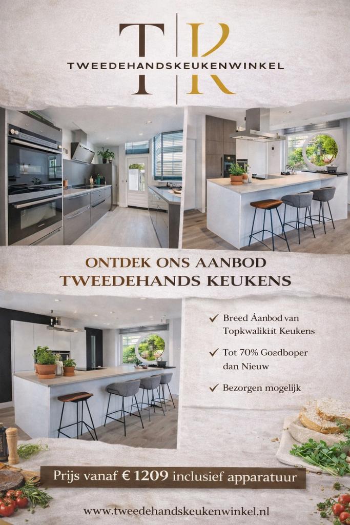 ⭐ TWEEDEHANDSKEUKENSWINKEL KEUKENS BESPAAR TOT WEL 70% ⭐, Huis en Inrichting, Keuken | Complete keukens, Ophalen, Wit, Hoekkeuken