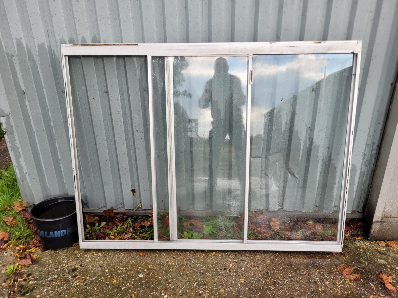 4 aluminium raamkozijnen enkel glas met schuifraam, Ophalen, Gevelraam of Ruit, Gebruikt, 120 tot 160 cm
