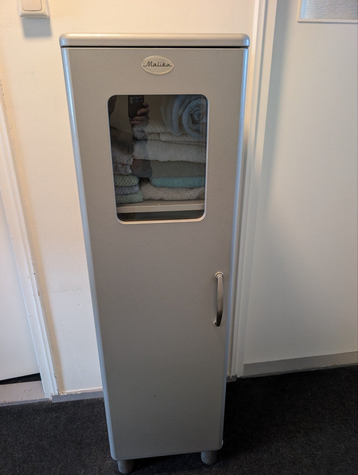 Retro vitrinekast Tenzo Malibu - Zilvergrijs, Ophalen, Minder dan 50 cm, 100 tot 150 cm, Glas