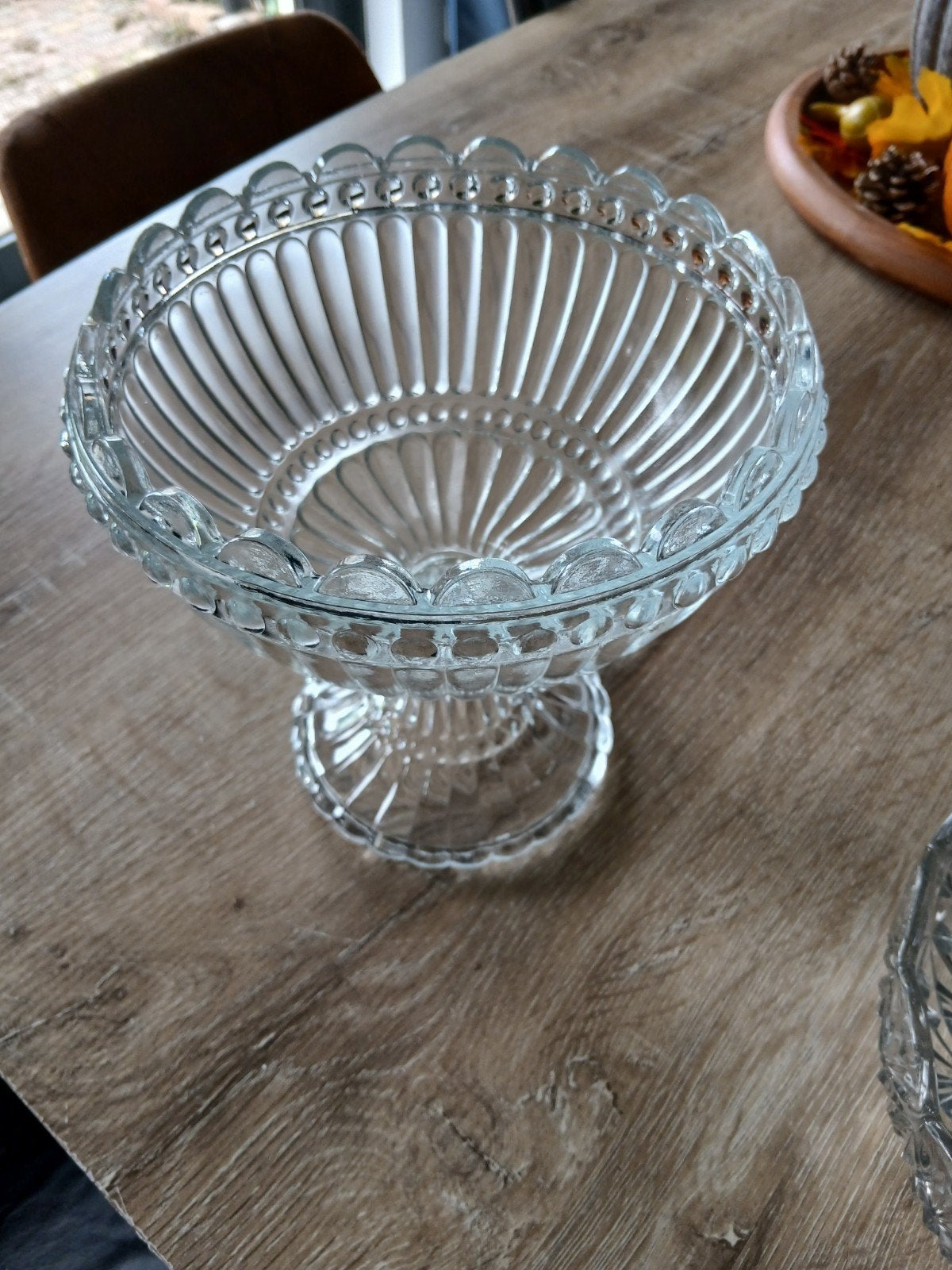 Glazen fruitschaal op voet - Vintage design, Ophalen of Verzenden