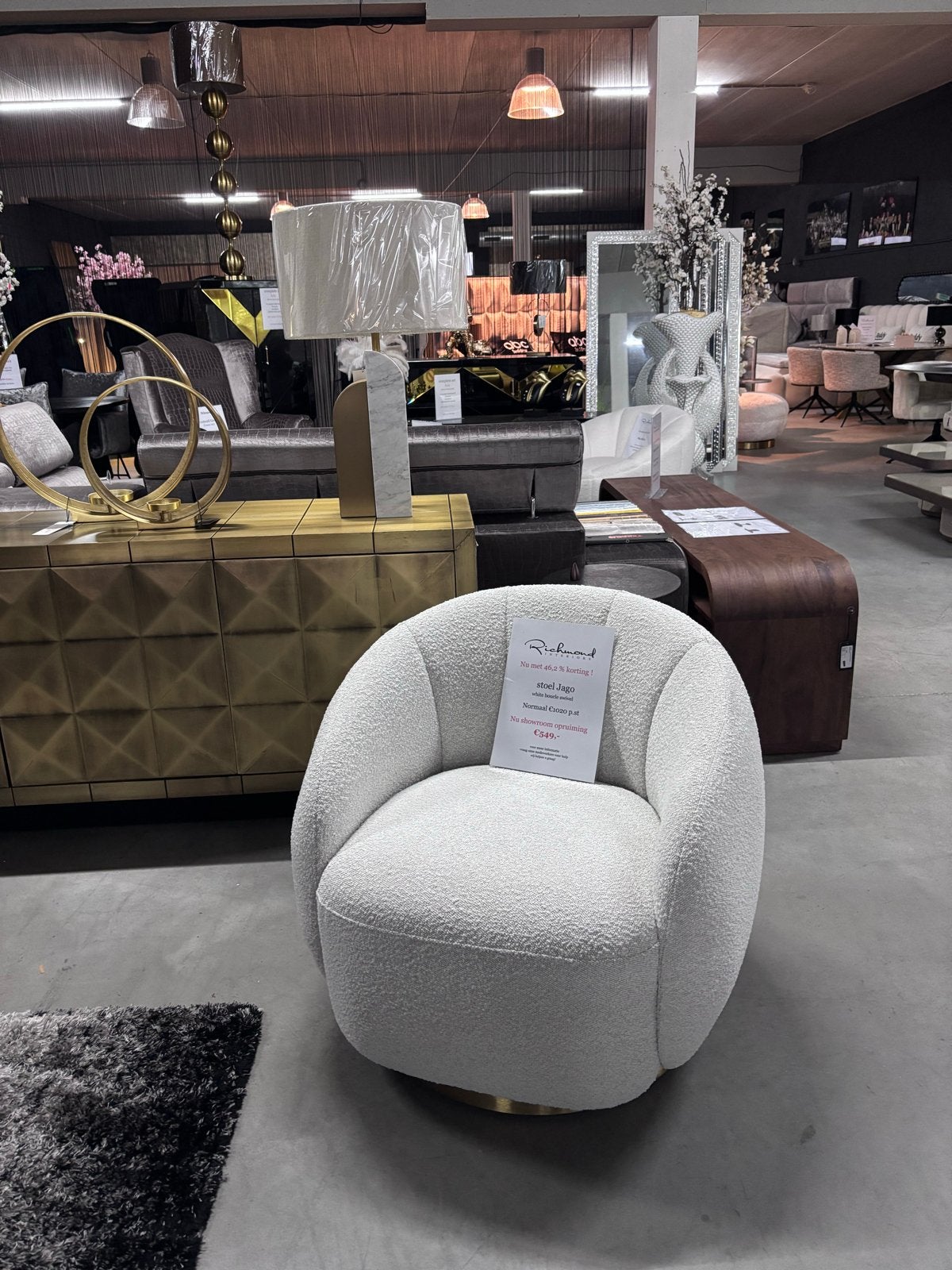 Richmond Interiors Fauteuil Jago - Crème Bouclé, Ophalen of Verzenden, Zo goed als nieuw, Stof, 75 tot 100 cm