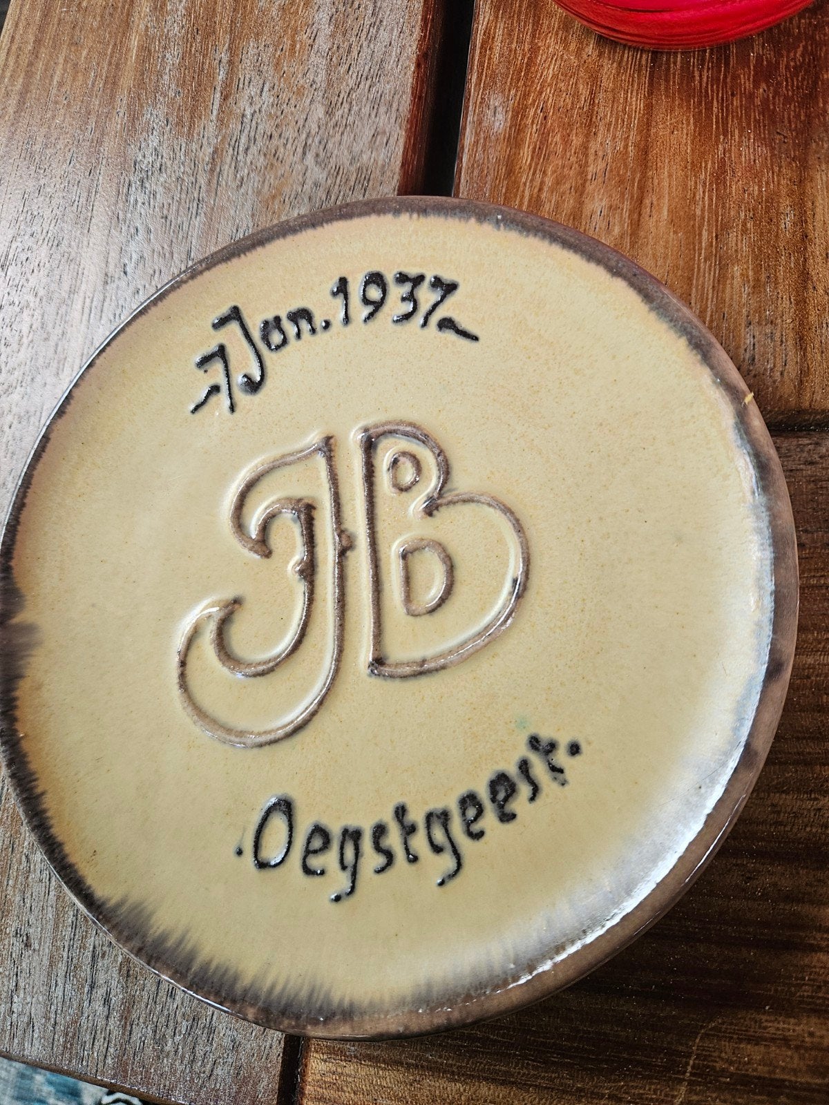 Unieke handgemaakte keramische schaal Jan. 1937 Oegstgeest, Ophalen of Verzenden