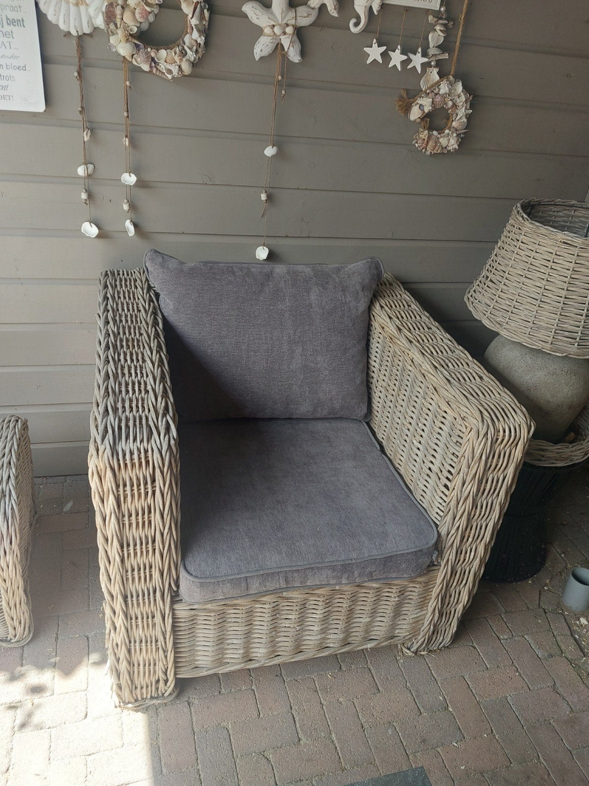 Rotan loungeset met bank, stoelen en tafels, Ophalen, Gebruikt, Twee, Overige kleuren