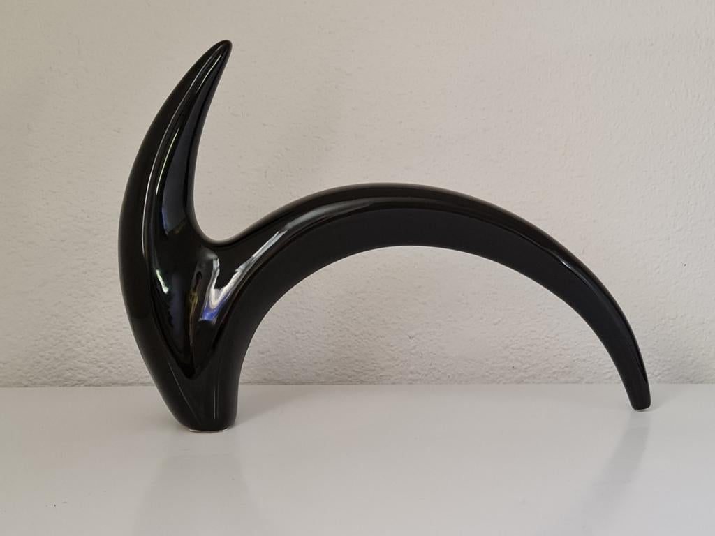 Peri Glas kunst decoratie aardewerk zwart organische vorm, Ophalen