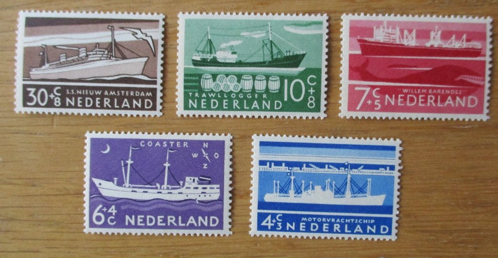 Nederland, serie Zomerzegels schepen, 1957, Postzegels en Munten, Postzegels | Nederland, Ophalen of Verzenden, Na 1940, Postfris