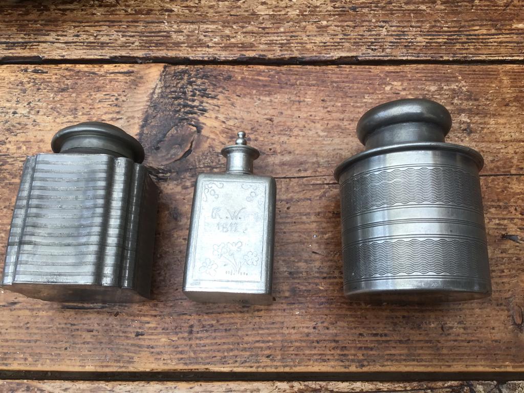 3 x Antieke tinnen theebus. 19e eeuw., Antiek en Kunst, Ophalen of Verzenden