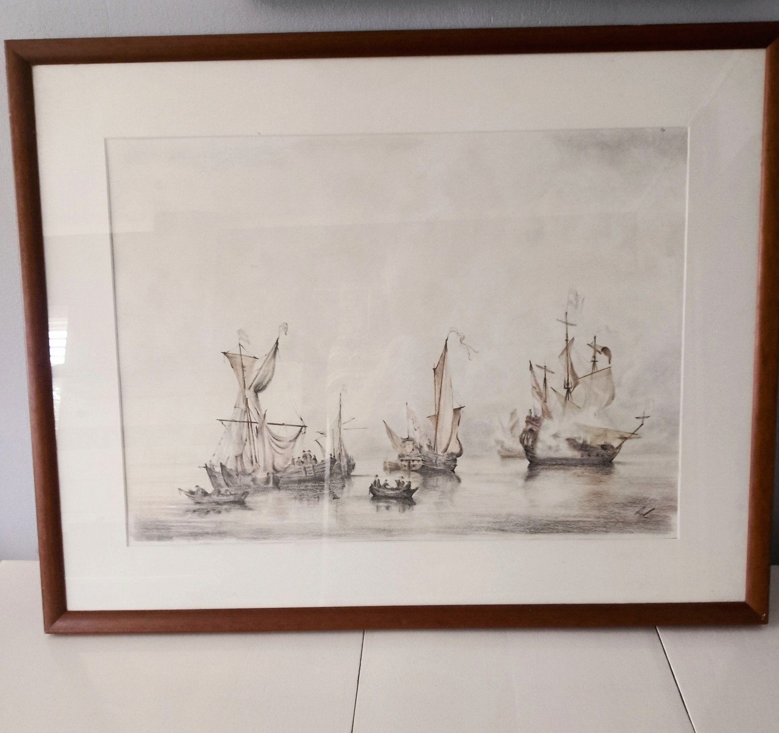 Schilderij VOC schepen op zee, Ophalen