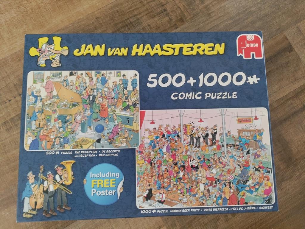 Puzzel Jan van Haasteren, 500 en 1000 stukjes. De receptie, Ophalen, 500 t/m 1500 stukjes, Zo goed als nieuw, Legpuzzel