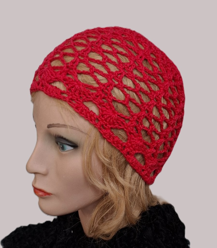 zomer mutsje rood, Kleding | Dames, Mutsen, Sjaals en Handschoenen, Verzenden, Maat 42/44 (L), Nieuw, Handgemaakt