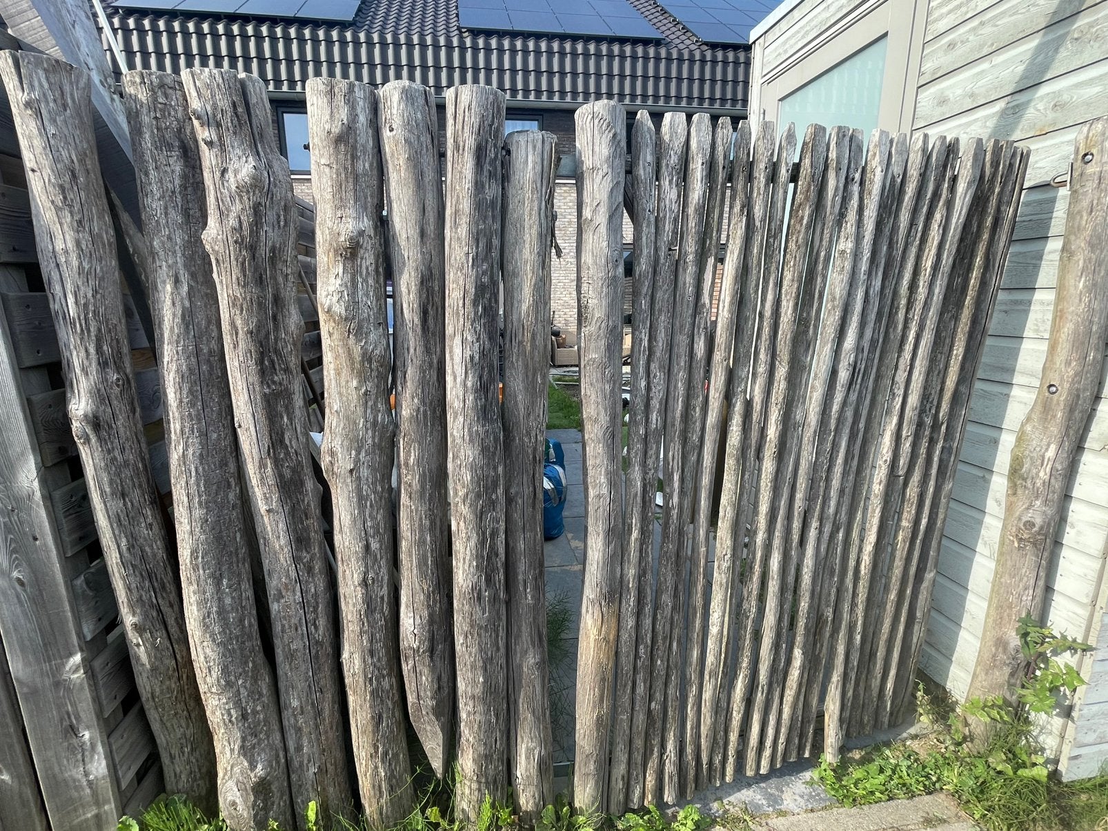 Te koop: kastanjepoort en palen., Tuin en Terras, Ophalen, Met poort, Gebruikt, Tuinhek