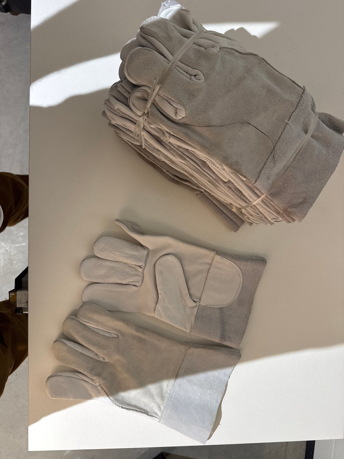 Lederen lashandschoenen met korte manchet - Maat 10, Ophalen, Nieuw