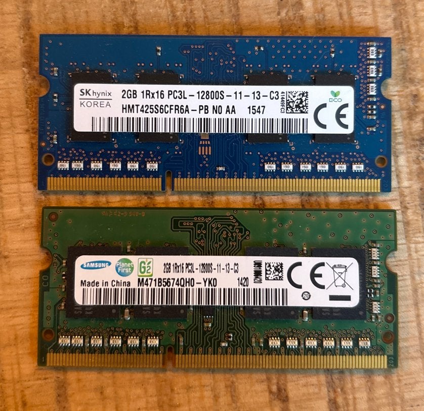 2x 2GB DDR3L RAM Geheugen voor Laptop (PC3L-12800S), Computers en Software, RAM geheugen, Zo goed als nieuw, Laptop, 2 GB, DDR3
