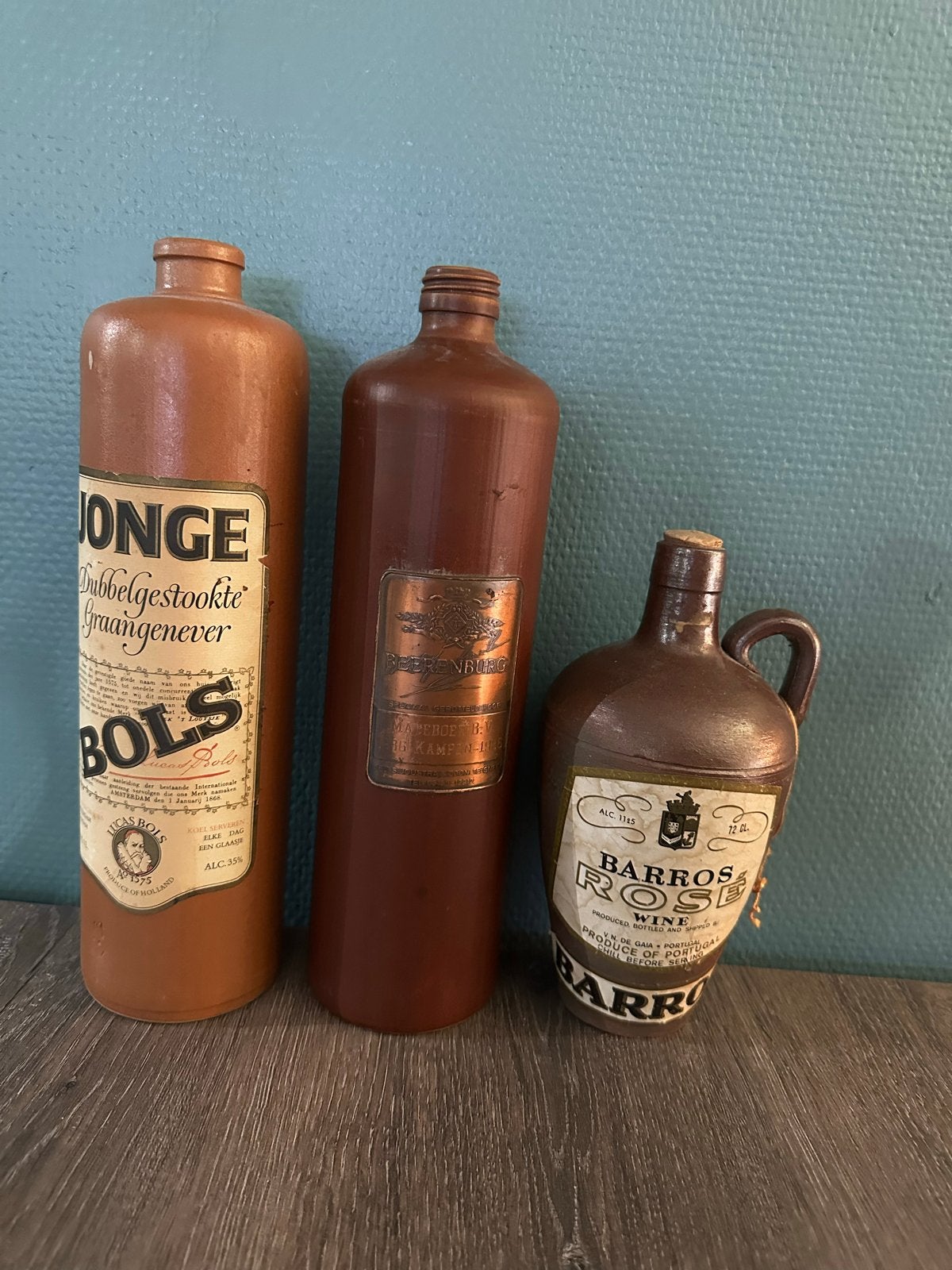Set van 3 Antieke Jenever- en Wijnflessen, Antiek en Kunst, Ophalen of Verzenden