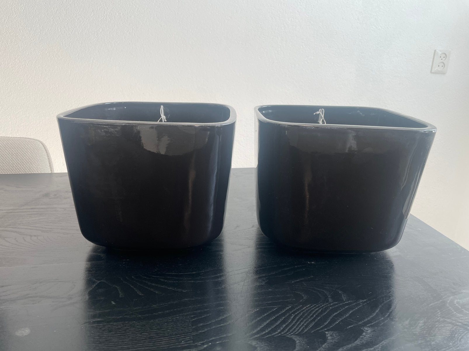 Bloempotten zwart vierkant, Tuin en Terras, Vierkant, Ophalen of Verzenden, Aardewerk, Binnen